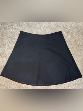 Loft Black Elastic Waist Skater Skirt Solid Ponte Skater A-Line Flex Waistband L